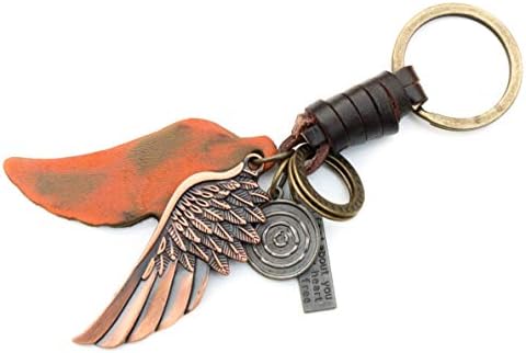 AuPra Guardian Angelt KeyRing Gift Ideas Women Men Leather KeyChain Small Keys Present