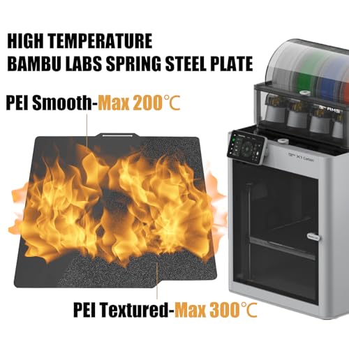3D Printer Black Smooth PEI Textured PEI Bambu Labs Build Plate for Bambu Labs X1 X1C X1E P1P P1S A1, PEI Spring Steel Sheet Plate Flexible Platform 257x257mm for Bambu Lab 3D Printers - Thumbnail 4