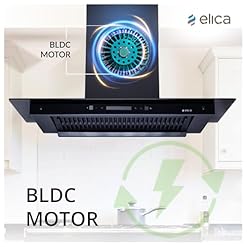 Modern modular kitchen with Elica 1600 m3/hr motion sensor chimney installed