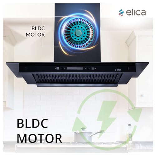Image of Elica 90cm 1600 m3 /hr BLDC Filterless Autoclean Kitchen Chimney with FULL GRILL |15 Yrs Motor WARR |FLAT FL 900 MAX BLDC HAC LTW MS NERO | Black| 9 Speed Touch Control with RPM Display + Motion Sensor