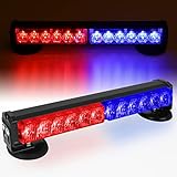 Ediors Battery Powered Police Lights 12' Wireless Rechargeable LED Strobe Emergency Lights for Vehicles with Magnetic Base(Red&Blue)