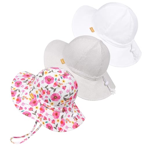 Baby Sun Hat Infant Toddler Summer Bucket Hat Kids Cotton Beach Sun Hats for Baby Boys Girls Child 2-4 Years