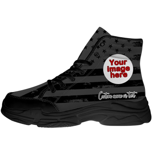 Custom Shoes for Men Women American Flag High Top Canvas Sneakers with Your Image Text Gifts for Her Him