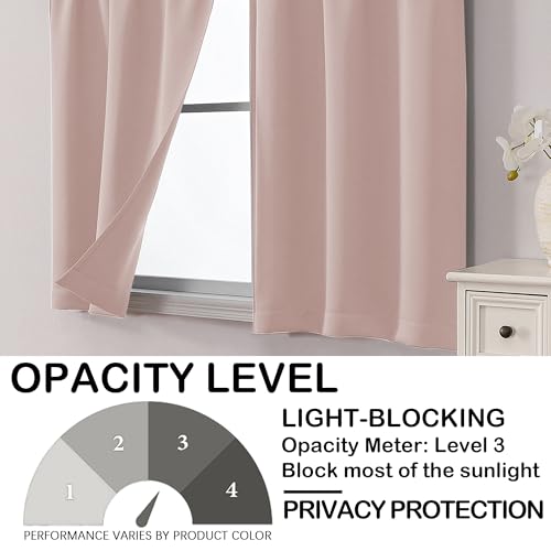 Image of Blush Pink Curtains for Small Window Treatment, Light Blocking Short Kitchen Window Curtains Over Sink, Rod Pocket Half Window Tiers for Bathroom Basement, Each 40Wx36L, 2 PCS