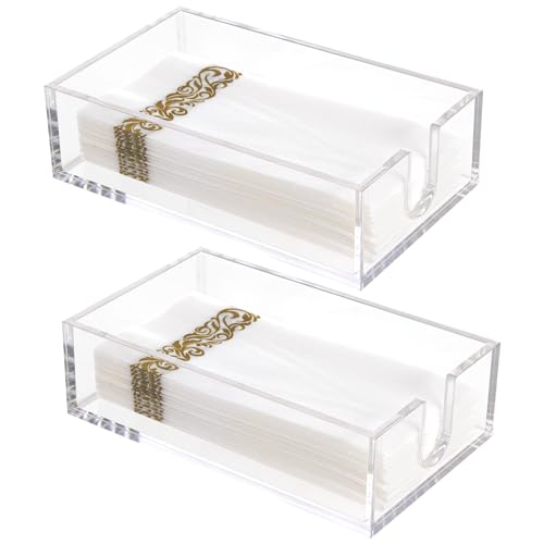 Rubtlamp 2 portatovaglioli in acrilico per bagno, spessore 0,7 cm, in acrilico trasparente, per cucina, feste, matrimoni, feste, hotel, ristoranti (trasparente, 22,7 x 14,9 x 5,5 cm)