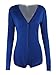 Moxeay Sexy V-neck One Piece Bodysuit Long Sleeve Bodycon Rompers (Medium, Royal Blue)