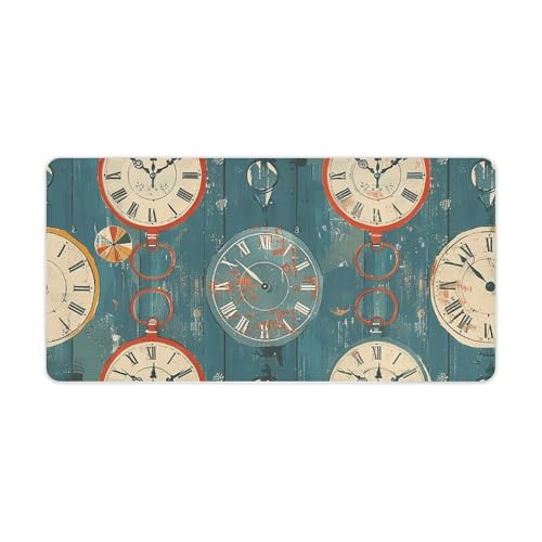 Desk Pad Protector 24x12 Inch Extended Retro Clock Pattern miniatura 5