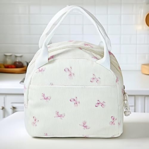 Image of Lunch Box for Women, Reusable Insulated Lunch Box Floral Tote Bags Corduroy Totes for Women Office Work Travel Picnic