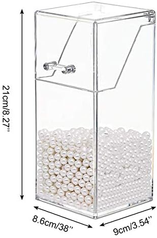 Discoball Makeup Brush Holder Organizer with Lid Dustproof Cosmetic Organiser Storage Box with Pearl, Clear Square