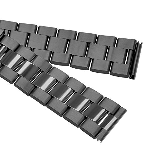 Kai Tian Brushed Polished Metal Watch Bands For Men Women 20Mm Stainless Steel Watch Strap Tapered Replacement Bracelet Adjustable Sport Wristband Black #TOP5