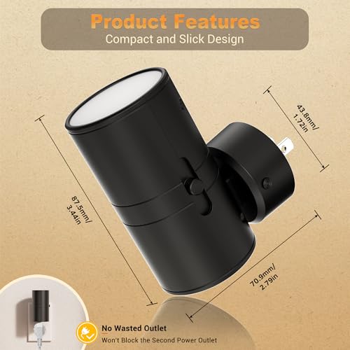 JandCase LED Night Light, Night Lights Plug into Wall with Dusk to Dawn Sensor, 5 Color Temperatures, Rotating Plug, Dimmable Nightlights, Adjustable Brightness for Bedroom Bathroom Hallway, 2 Pack by JandCase - Image 5