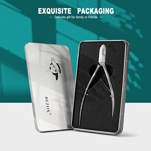 Bezox Cuticle Trimmer With Cuticle Pushers – 2 In 1 Heavy Duty Stainless Steel Cuticle Tools - Cuticle Cutters And Nail Pusher With Anti-Slip Handle And Sharp Blade – 6Mm Jaw #TOP6