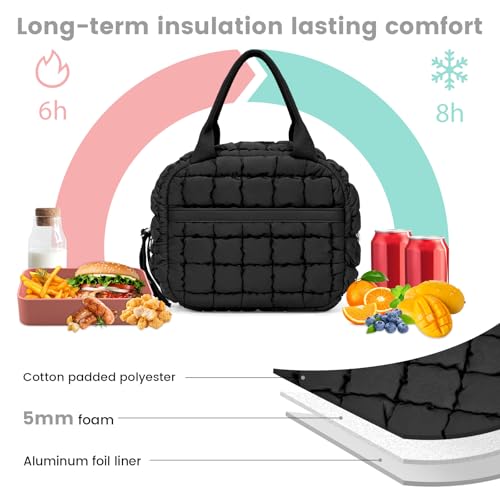 BBIQI Cute Lunch Bag for Women Quilted Puffer Lunch Box Insulated Small Lunch Cooler Tote for Daily Work Campus by BBIQI - Used condition - Image 2