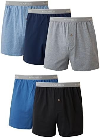 Hanes Men's 5-pack Exposed Waistband Knit Boxers5 条装外露腰带针织平角内裤paquete De 5 Bóxers De Punto Con Cintura Expuesta5 عبوات من السراويل الداخلية بنسيج حزام مكشوف5er-pack Boxershorts Mit Offenem Bund Exposed Waistband Knit Boxer - Multiple Packs Available (pack of 5)