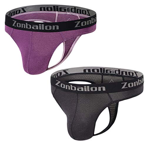 ZONBAILON Men's Thong Underwear Sexy Low Rise Bulge Pouch T-Back G-String