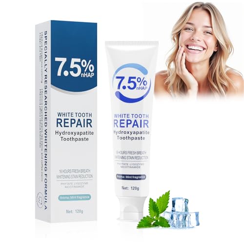 Horuili® Pasta dentífrica de hidroxiapatita, Pasta dentífrica blanqueadora y antimanchas, Mejora los dientes amarillos y el aliento fresco, Reduce las manchas dentales, Dientes más fuertes