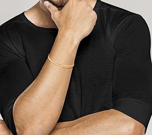 Miabella SYB004115AO 18K Gold Over Sterling Silver Italian 5Mm Solid Diamond-Cut Cuban Link Curb Chain Bracelet thumb #2