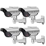 Solar-Powered-Dummy-Security-Camera-Bullet-Fake-Surveillance-System-with-Realistic-Red-Flashing-Lights-and-Warning-Sticker-Indoor-Outdoor-4-Silver