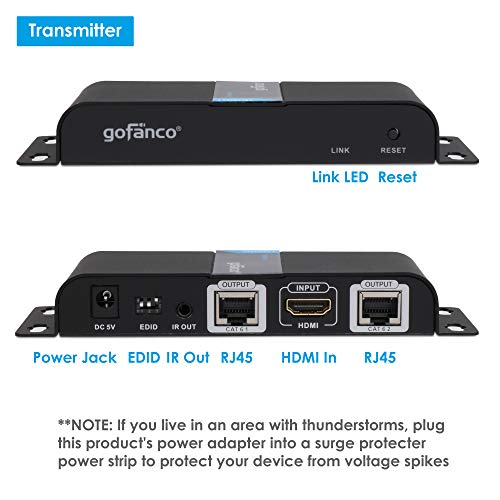 Gofanco 130Ft 1080P 1X2 2 Port Hdmi Extender Splitter Over Cat5E/Cat6/Cat7 Ethernet Cable With Ir Remote Control, 1 In 2 Out Hdmi Distribution Amplifier Up To 40M (130 Feet) 1080P 60Hz (Hdmiextsplit) #TOP2