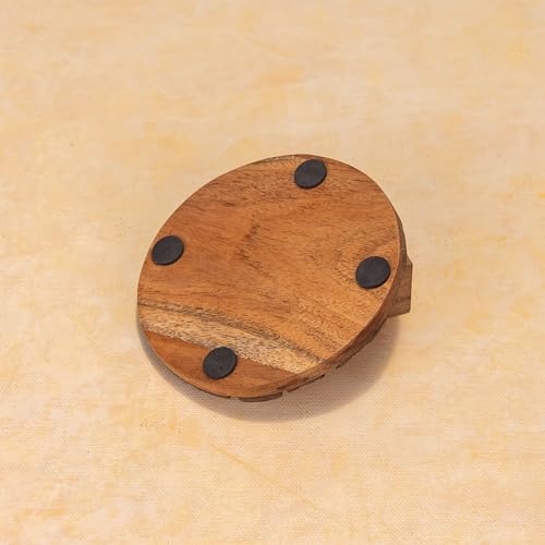 Image of Ireka Home Vriksha Wooden Coasters with Carrier - Set of 4 | Stylish Drink Coasters, For Home & Office