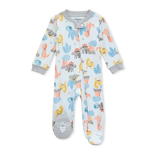 Image of Burt's Bees Baby Boys' Sleep & Play PJs, 100% Organic Cotton One-Piece Zip Front Jumpsuit, Baby Boys Footie Pajamas & PJs