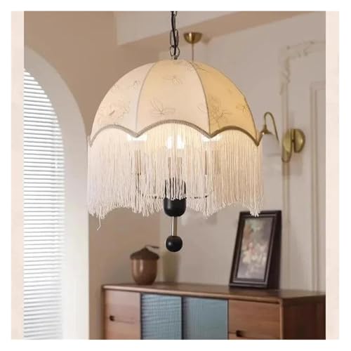 Genérico Lámpara colgante, Lámparas de araña restaurante francés retro, lámparas colgantes diseño LED for mesa comedor, dormitorio, iluminación, luminaria suspensión(Black lamp body)