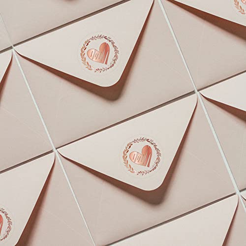 500 Pcs Clear Bronzing Heart Stickers,1.3”Envelope Seal Stickers ,Round Sealing Wedding Stickers For Invitations/Greeting Cards/Party Favors/Self-Adhesive/Gifts Pack Crafting（Rosegold） #TOP3