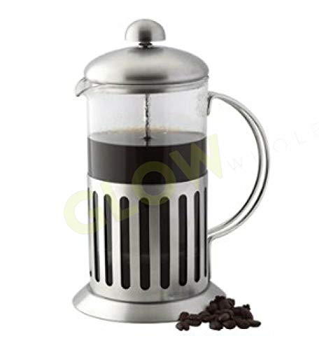 Glow Classic Continental Cafetière à piston manuelle de qualité supérieure pour 3 tasses avec pot en verre trempé résistant aux chocs et filtre à piston pour grains moulus, expresso, thé (600 ml) Cover