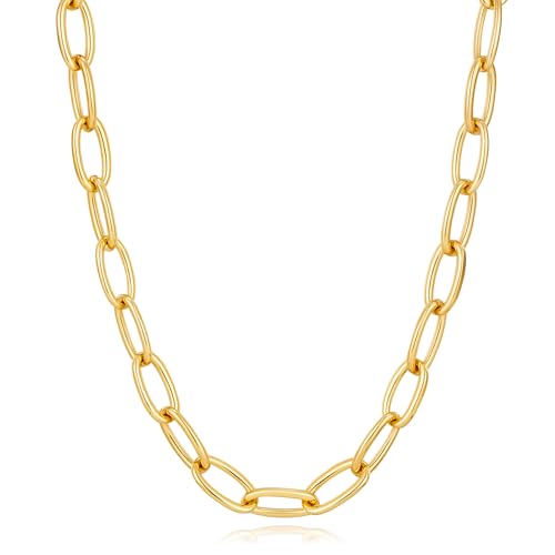 Gold Chain Necklace Chunky Gold Plated Link Necklace for Women Men Minimalist Trendy Jewelry - Main Image