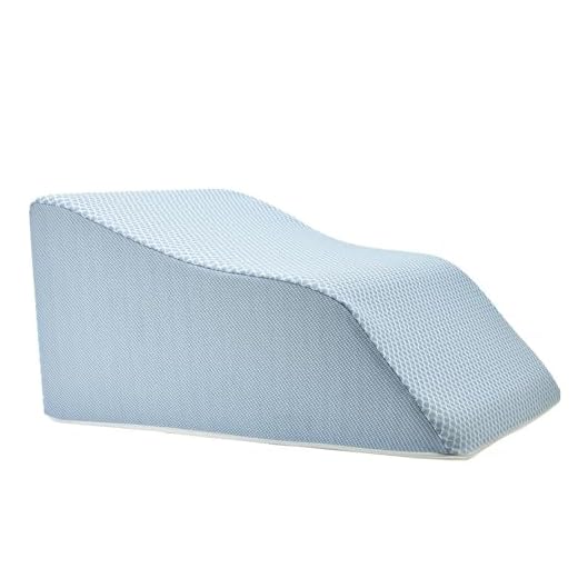 Lounge Doctor Elevating Leg Rest Pillow Wedge Foam w Light Blue Cover Medium 18" Foot Pillow Leg Support Leg Swelling Vein Issues Lymphedema Restless Legs Pregnancy