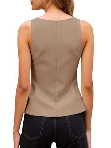 Tankaneo Womens Deep V Neck Suit Vest Peplum Summer Trendy Sleeveless Fitted Blazer Tank Tops Business Casual Blouses3