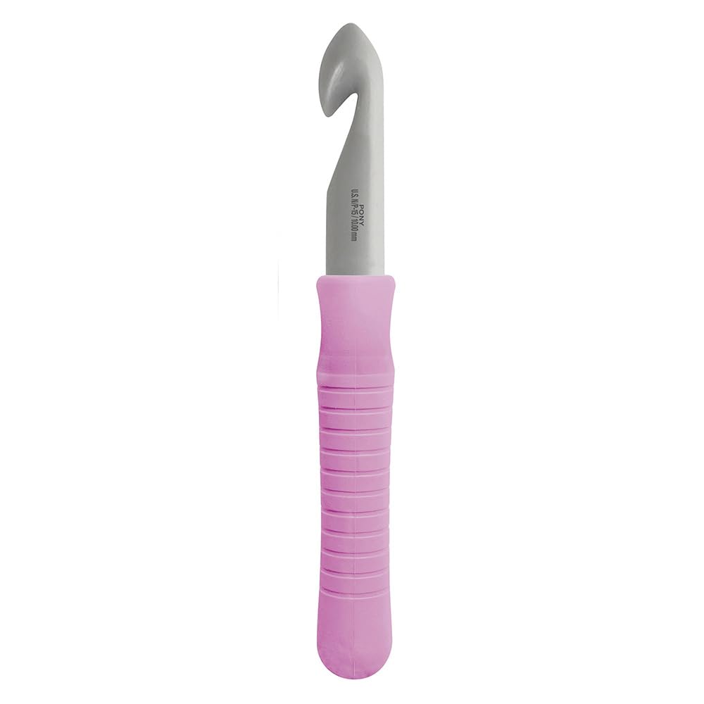 Crochet Hook: Easy Grip Handle with Finger Flat: Aluminium: 17cm x 15mm