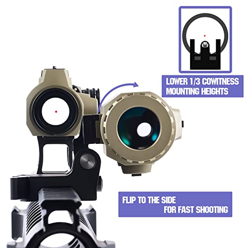 KNINE OUTDOORS 2 MOA 20mm Lens Tactical Red Dot Sight Scope 3X Magnifier Combo with 1 Inch Riser Mount,Black and Khaki (Khaki) - Thumbnail 3