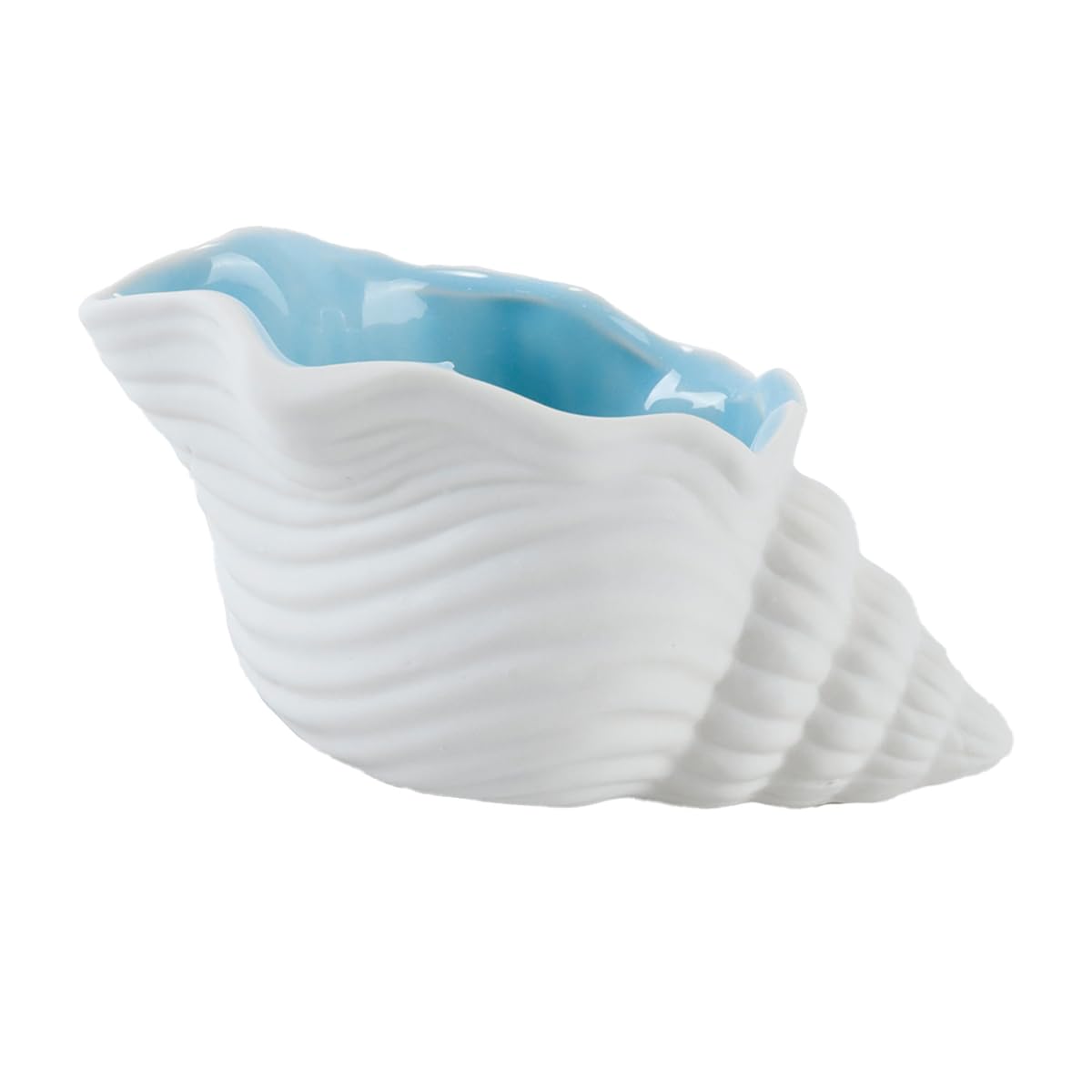 Durlo Large Ceramic Seashell Bowl Conch Shape Jewelry Tray Ocean Tropical Style Decor Clam Shell Dish for Bathroom Coins Keys