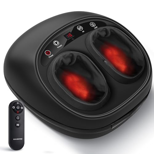 MASGRE Foot Massager with Heat, Deep Kneading Therapy Compression, Shiatsu Feet Massager Machine for Plantar Fasciitis, Neuropathy Pain, Birthday Gifts for Women Mom Men Dad