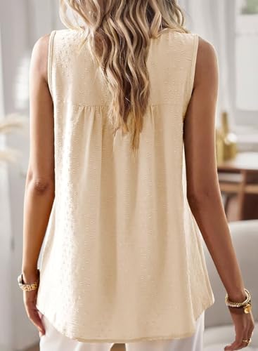 Image of Falechay Womens Summer Tops Boho Shirts Crewneck Sleeveless Tank Tops Flowy Lace Hem Casual Blouses Clothing Trendy 2026