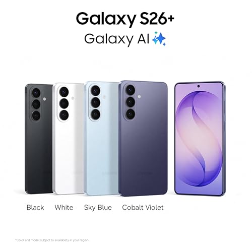 Image of Samsung Galaxy S26 Plus 5G (Black, 12GB RAM, 256GB Storage), AI Phone, Photo Assist, Creative Studio, 50MP Camera, 4900mAh Battery and Super Fast Wireless Charging