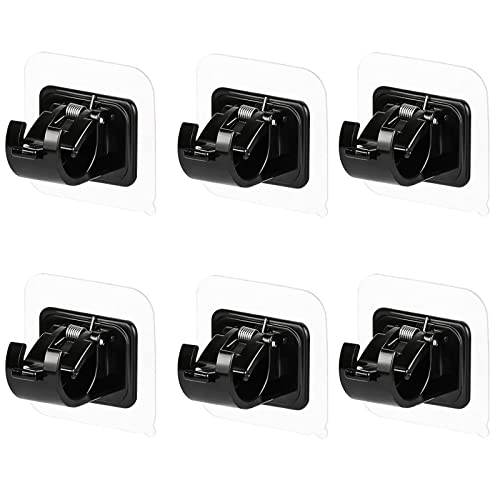 ZHIQIN 6Pcs Self Adhesive Curtain Rod Bracket Curtain Pole Brackets No Drilling Drapery Hook Holders Towel Rod Fixing Rod Holder For Home Kitchen Bathroom Hotel(Black