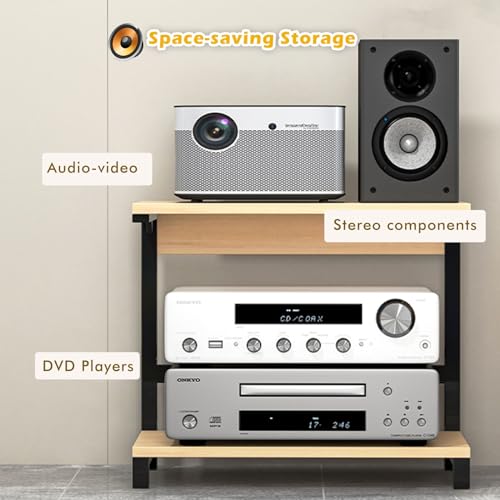 Étagère d'angle à 2 niveaux pour matériel audio-vidéo, rack stéréo peu encombrant pour bureau, salon, home cinéma