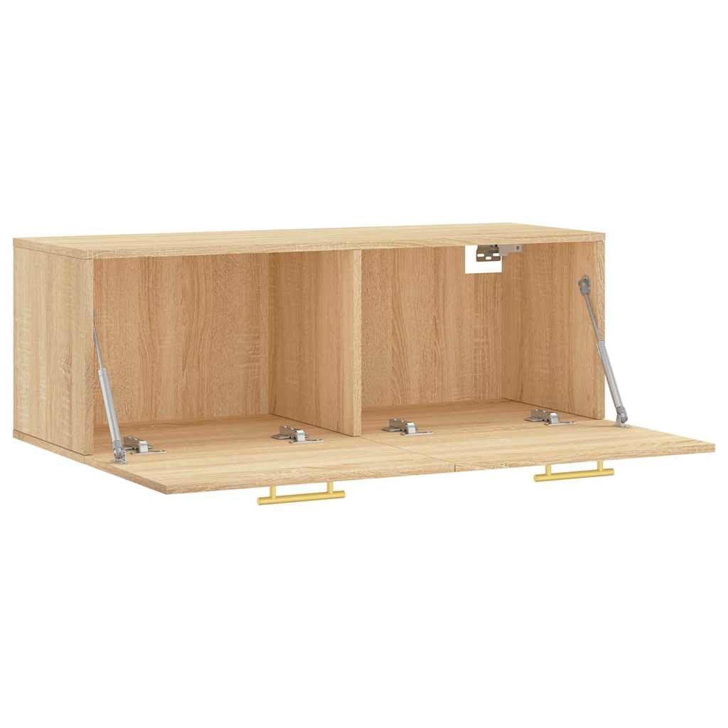 Armadietto da parete in rovere Sonoma, 100 x 36,5 x 35 cm, con spazio portaoggetti, armadietto, armadietto, scaffale per ufficio, soggiorno, corridoio, cucina