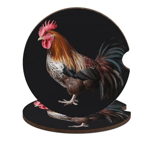 Posavasos para Auto Animal Cockerel Madera 2 Paquetes miniatura 1
