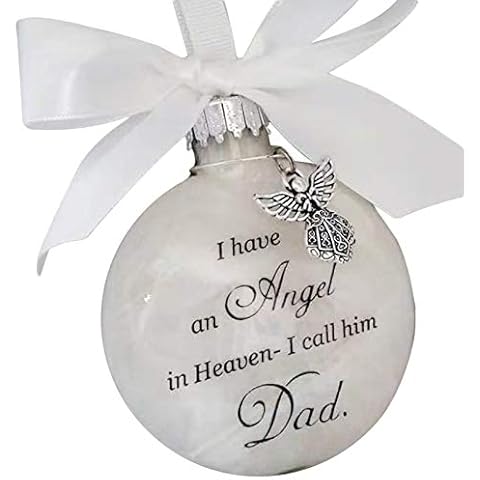 FEBUD Ornament Feather Ball Keychain I Have an Angel in Heaven I Call Him/Her Dad/Mom/Dau/Son/Grandpa/ma/Wife/Hunsband Memorial Ornament for Loss of He/She Forever in Our Heart Cover