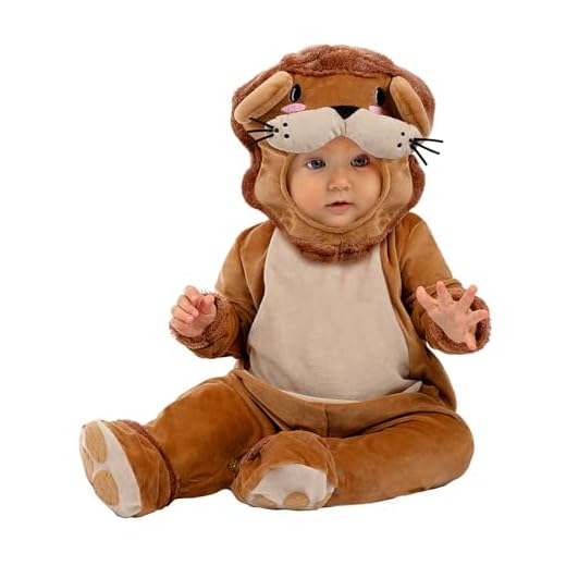 Funidelia | Disfraz de león para bebé Talla 0-6 Meses Animales, Desierto - Color: Marrón - Divertidos Disfraces y complementos para Carnaval y Halloween