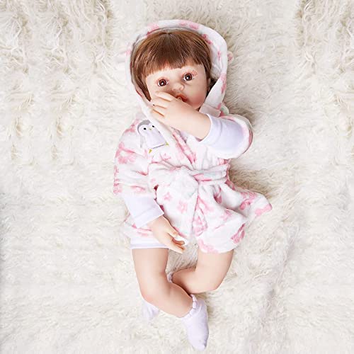 Reborn Baby Dolls Mädchen 22 Zoll Echt Aussehende Gewichtete Reborn Puppe Mit Rosa Kleidung Spielzeug Zubehör Bestes Geburtstagsset Für Mädchen – Bild 5