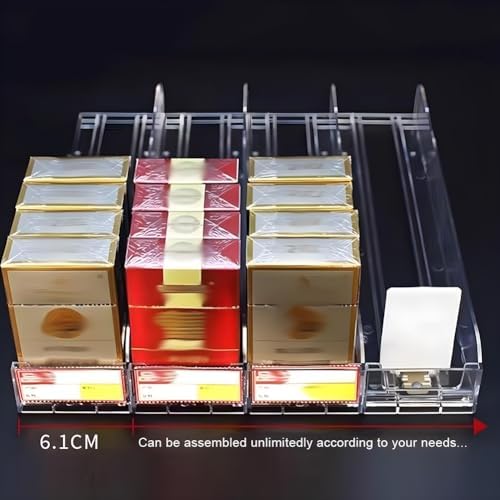 10/20/30-Pack Spring Loaded Gondola Shelf Pusher, Acrylic Automatic Display Rack for Convenience Stores, Cigarette Dispenser Organizer, Retail Product Display Shelves(20pcs,6.4x24cm/2.52x 9.44in)