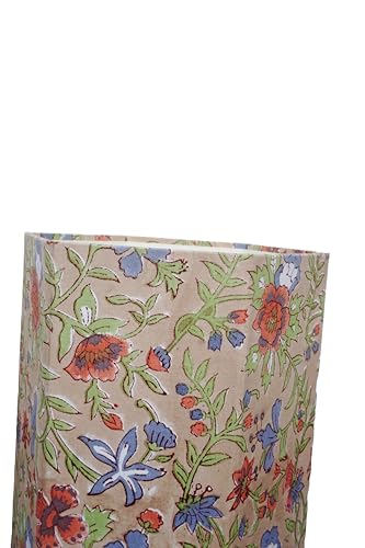 Image of Generic 3.3 Gallon Cotton Hand Block Printed Paper Waste Basket |Small Decorative Trash Can for Housewarming Gifts in Living Room, Bedroom, Bathroom | Eco-Friendly, Plastic-Free (1, CR. BLUE GREEN)