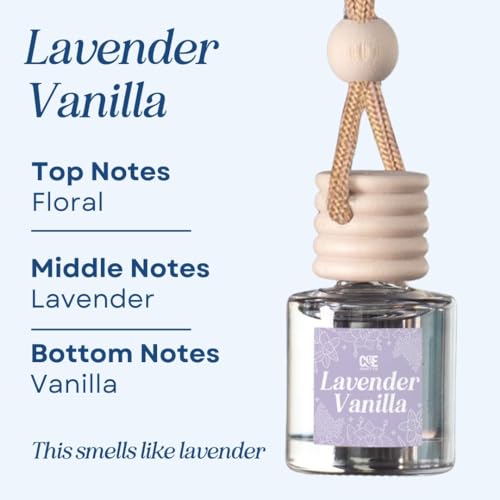 Image of C&E Craft Co Hanging Car Air Freshener Diffuser 2 Pack, Long Lasting Fragrance Oil Car Freshener, Glass Bottle Auto Air Freshener, Made in USA (Lavender Vanilla)