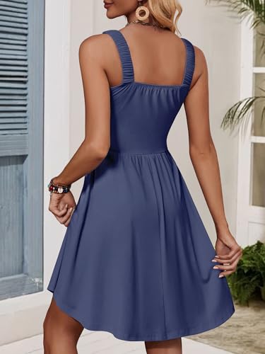 HUHOT Summer Flowy Dresses for Women Dresses for Women 2025 Elegant Classy Fit and Flare Graduation Midi Dress with Pockets