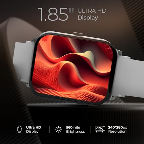 Image of beatXP Marv Neo Smart Watch with 1.85 inch Ultra HD Display, Bluetooth Calling, 240 * 280px, AI Voice Assistant, 100+ Sports Modes, Heart Rate Monitoring, SpO2, IP68, Fast Charging (Ice Silver)