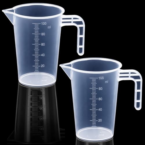 Image of 100ml Plastic Measuring Cup, 2 Pack Graduated Beaker Measuring Pitcher